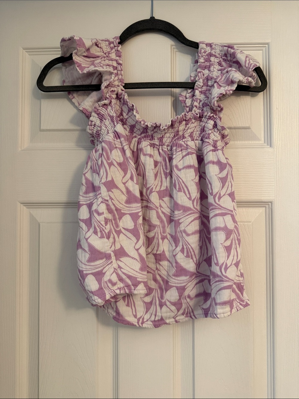 Loft Beach Lavender and White Flowy Tank with Butterfly Straps